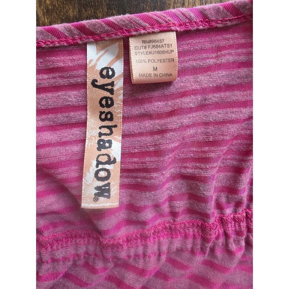 ✨ Pink Striped Ruffle Tank Top — Eyeshadow — Size M - Picture 2 of 3